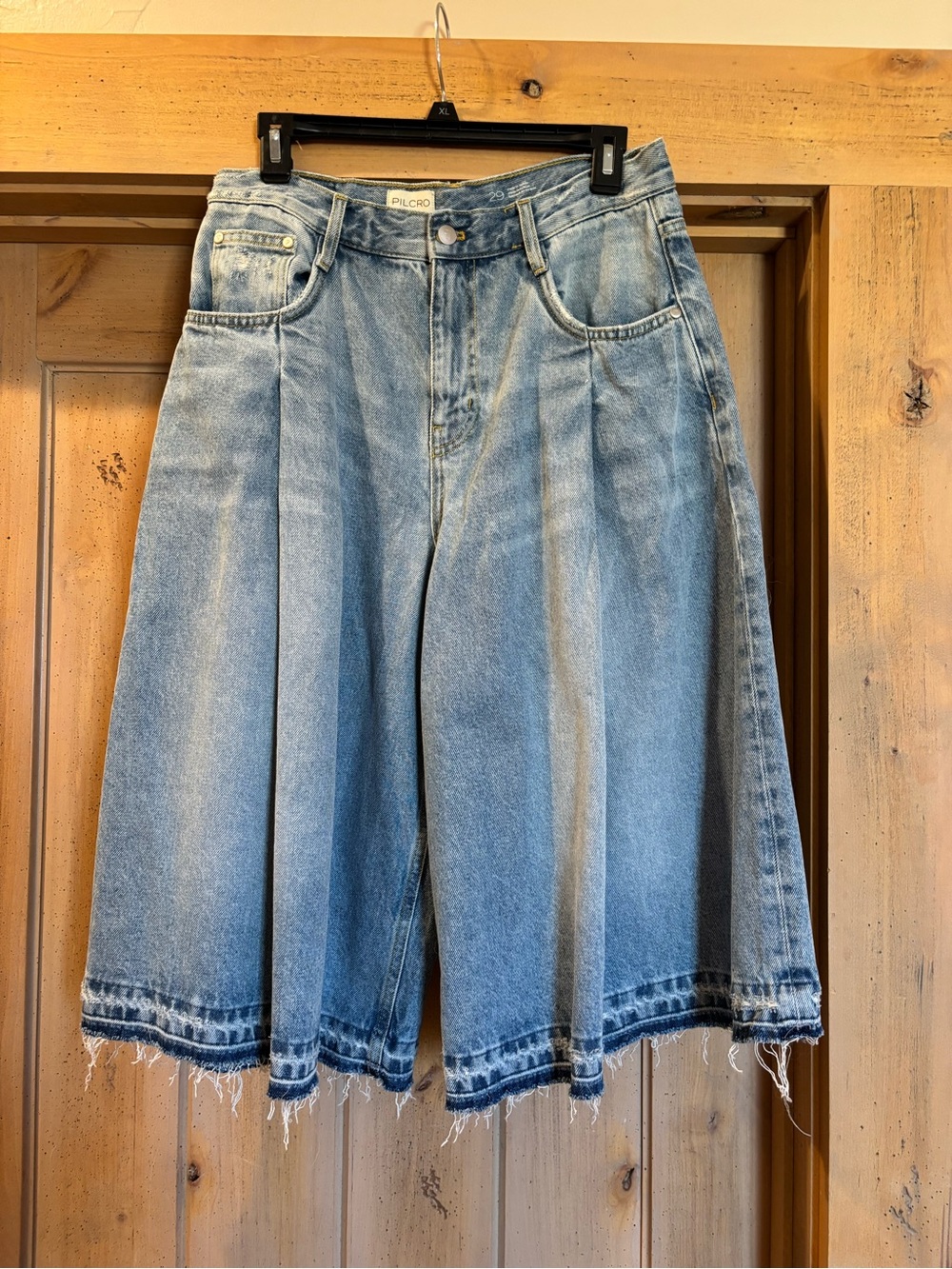 Pilcro Faded Light Blue Denim Culottes with Frayed Hem got a anthropologie
